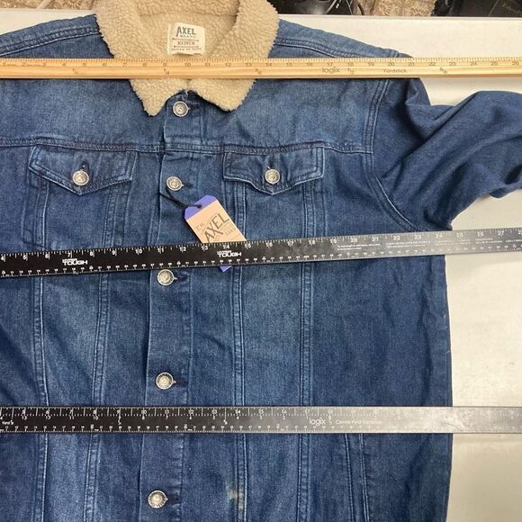 AXEL Denim Sherpa Collar Trucker Jacket Blue Size XXL SEE DESCRIPTION - Picture 3 of 11